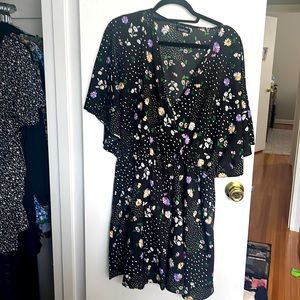 Short sleeve fit and flare patterned floral shirt dress worn once